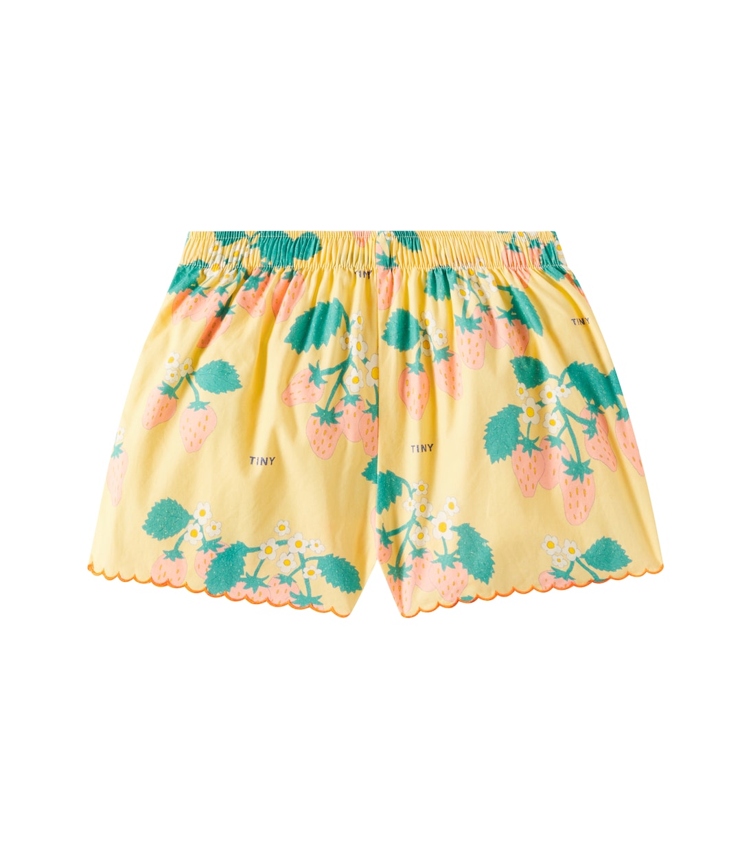 

Шорты из хлопка с зубчатым краем и принтом клубники Tinycottons, Mellow Yellow