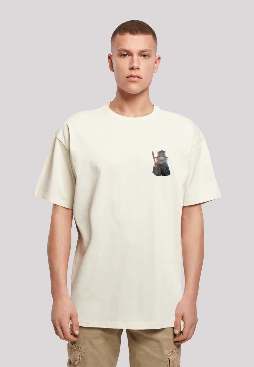 

Футболка с принтом WIZARD CAT LOOSE F4NT4STIC, цвет sand
