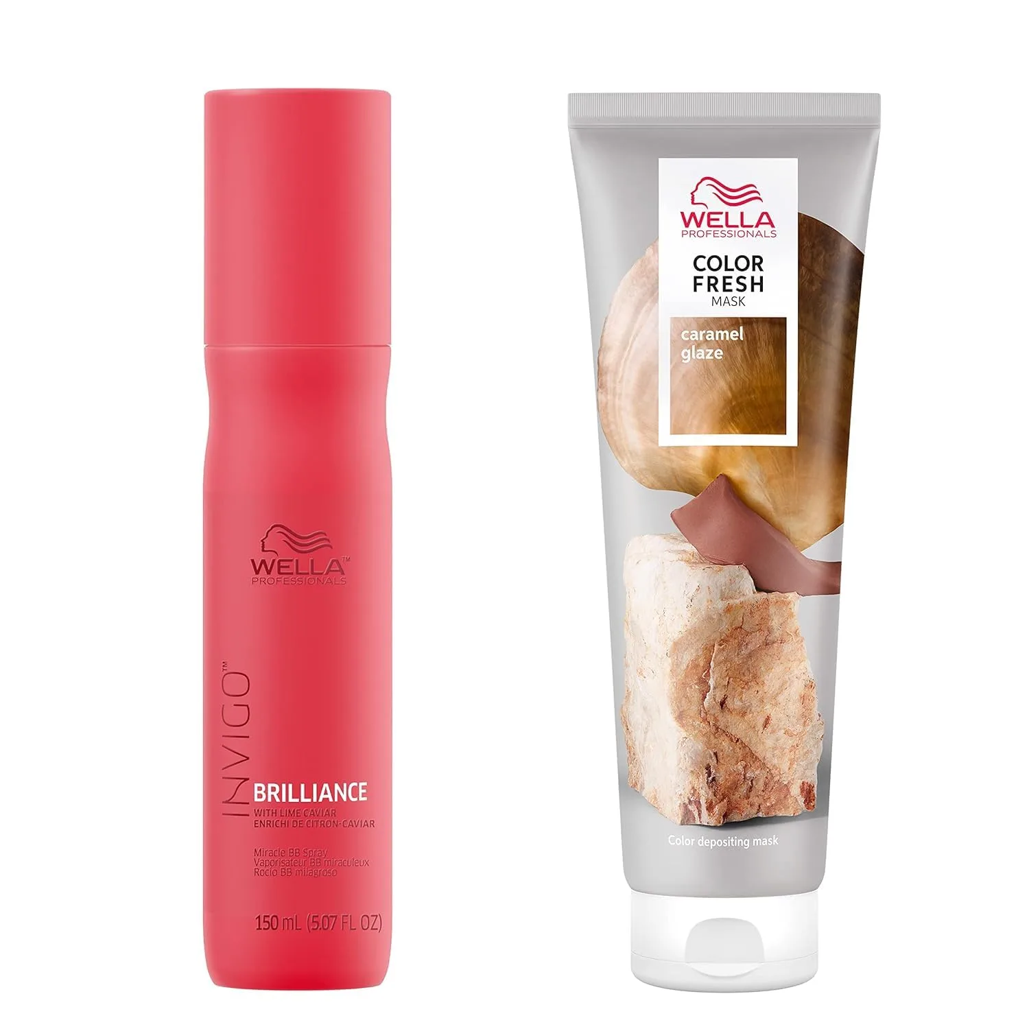 Wella Professionals Color Fresh маска для волос Caramel Glaze, натуральный оттенок, временное окрашивание, без повреждений, с маслом авокадо + Invigo Brilliance Miracle BB спрей для защиты цвета