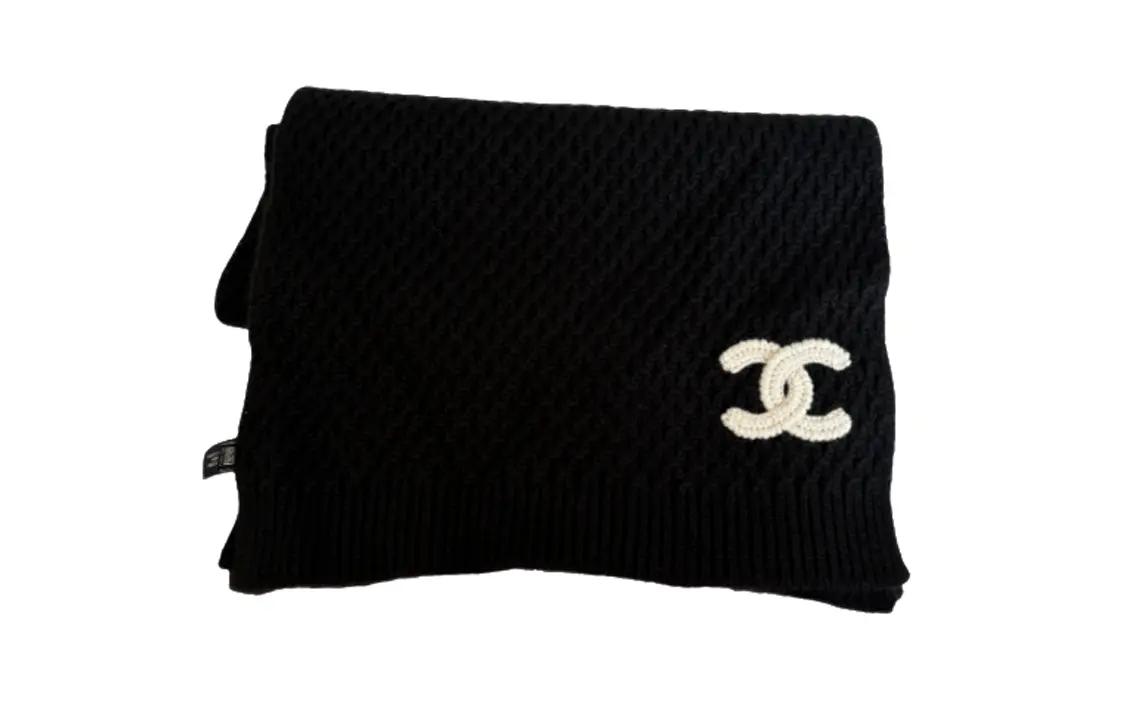 

Шарф вязаный унисекс черный CHANEL