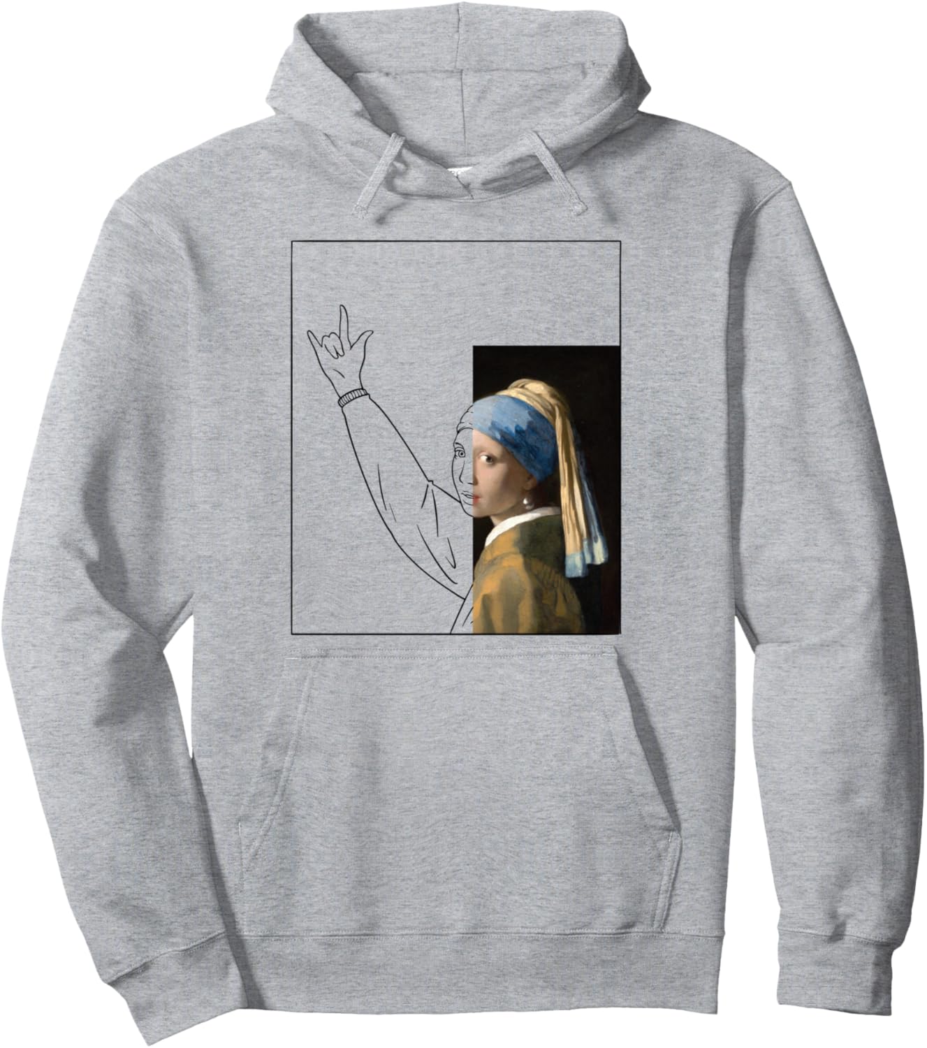 

Худи с изображением девушки Вермеера с жемчужной серьгой, выполненное в стиле классической истории искусства Classic Art Gifts, серый