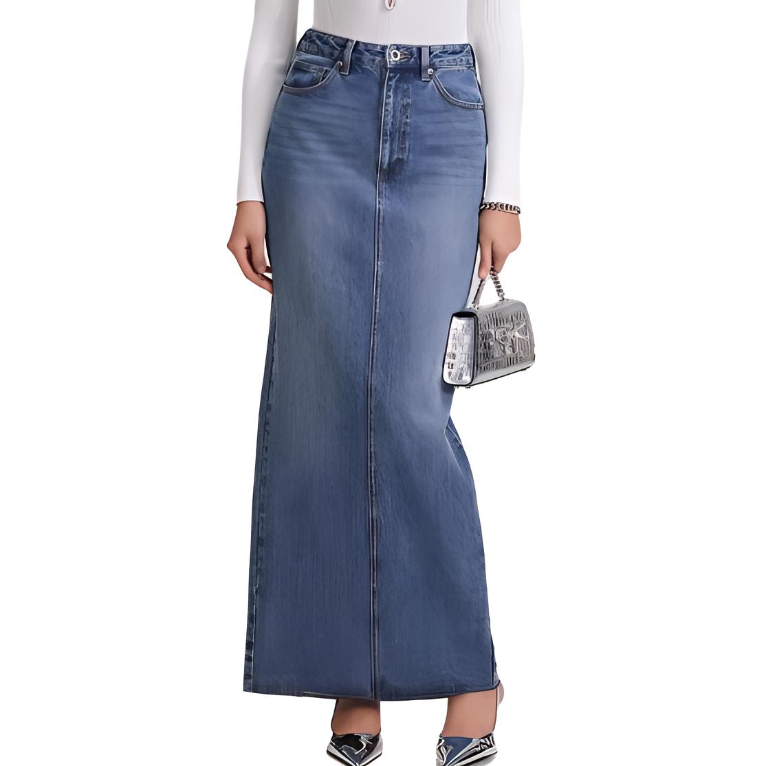 

Self Portrait Джинсовая длинная юбка Women's Denim Blue Self-portrait