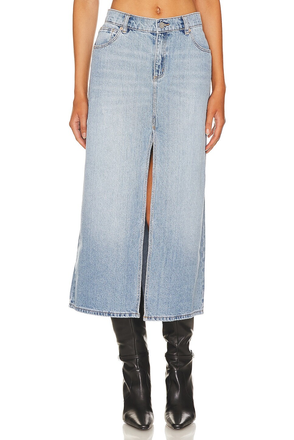 

Юбка миди Abrand Sylvie, цвет Light Denim
