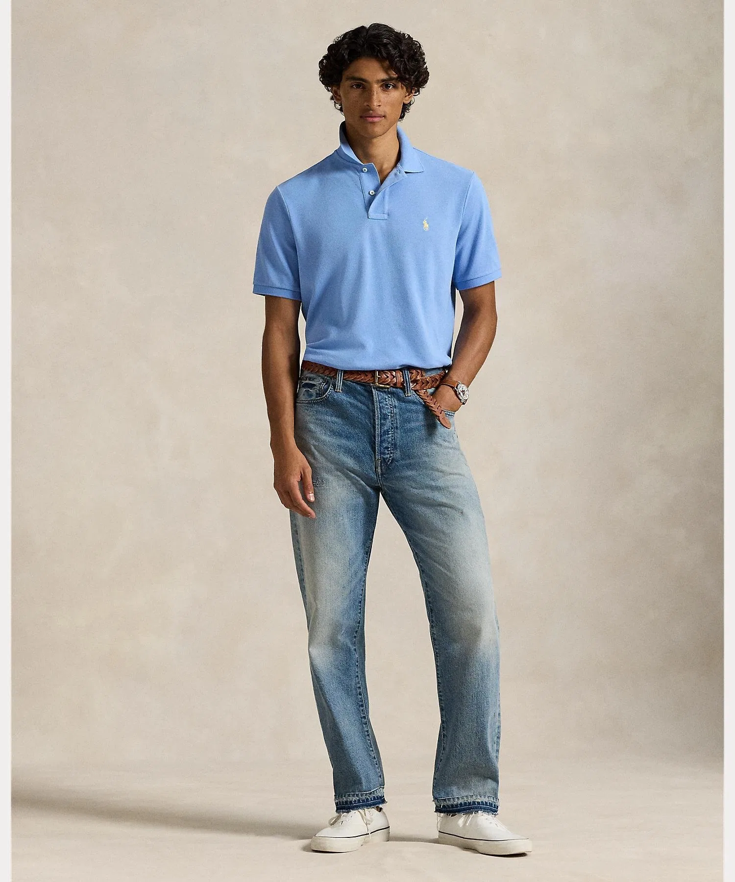 Культовая сетчатая рубашка поло Polo Ralph Lauren, 400 Blue — фото 3