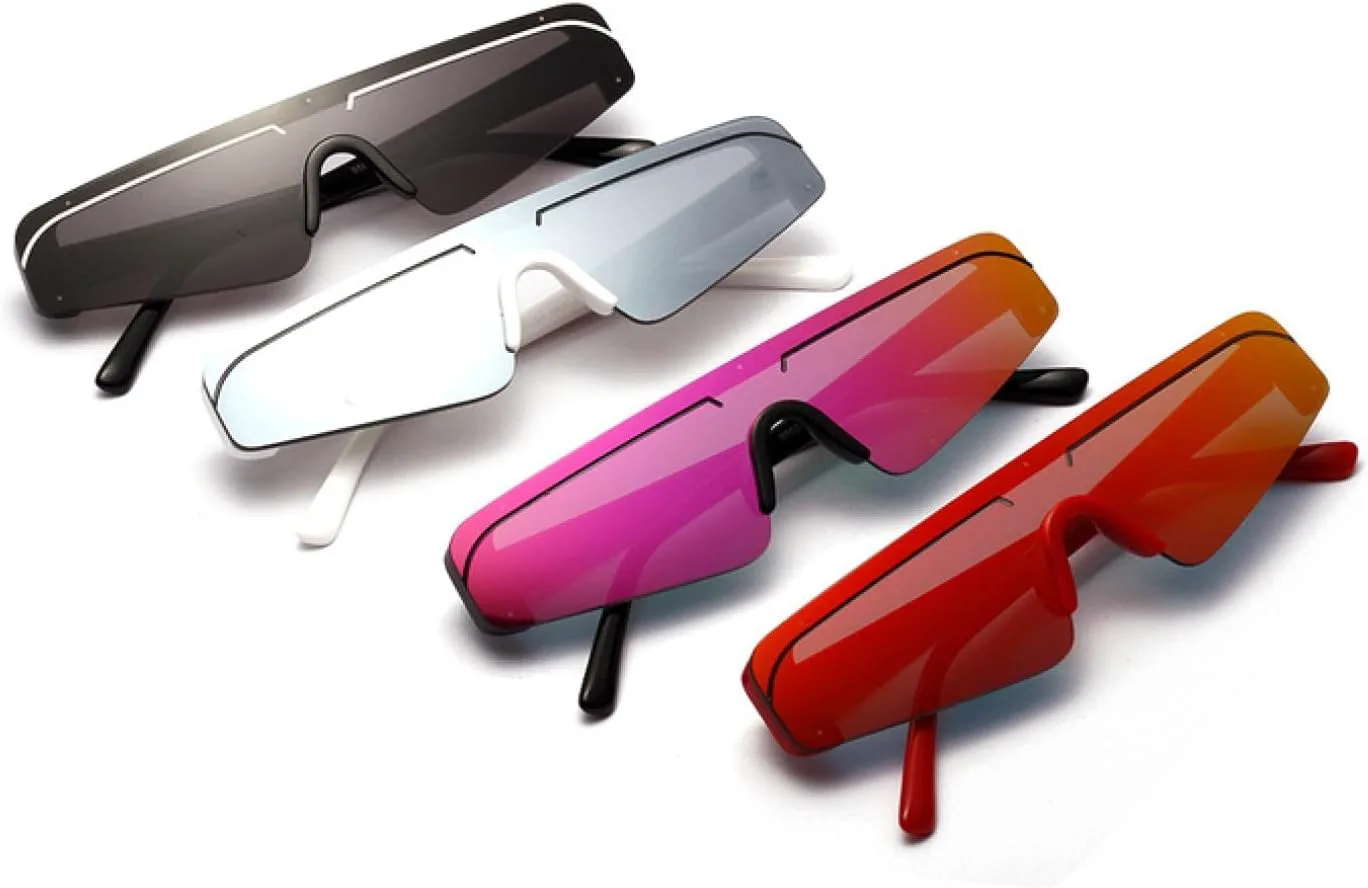 

Зеркальные солнцезащитные очки для женщин, модные солнцезащитные очки с плоской верхней частью, мужские солнцезащитные очки в стиле ретро VVTWSSW, Black Lens