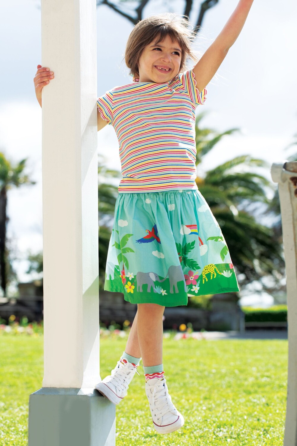 

Юбка с принтом тропических животных Frugi, зеленый