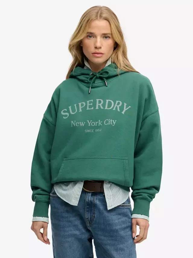 Роскошная повседневная толстовка свободного кроя, цвет сосново-зеленый Superdry