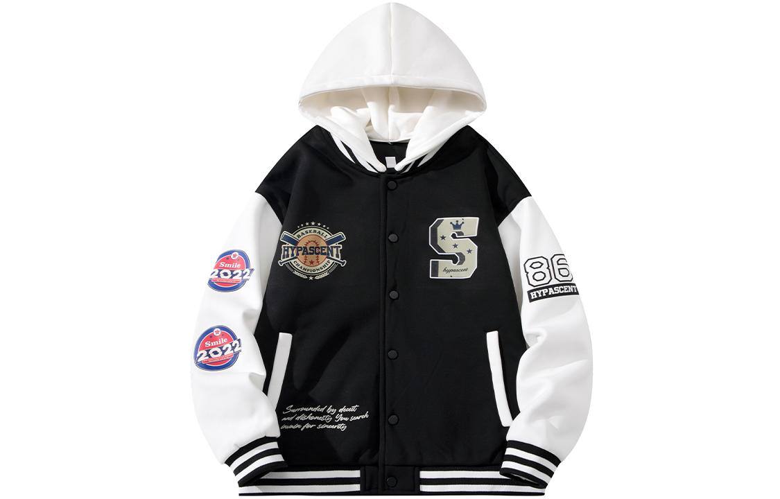 

HYPASCENT Бейсбольная куртка унисекс, Black Hooded