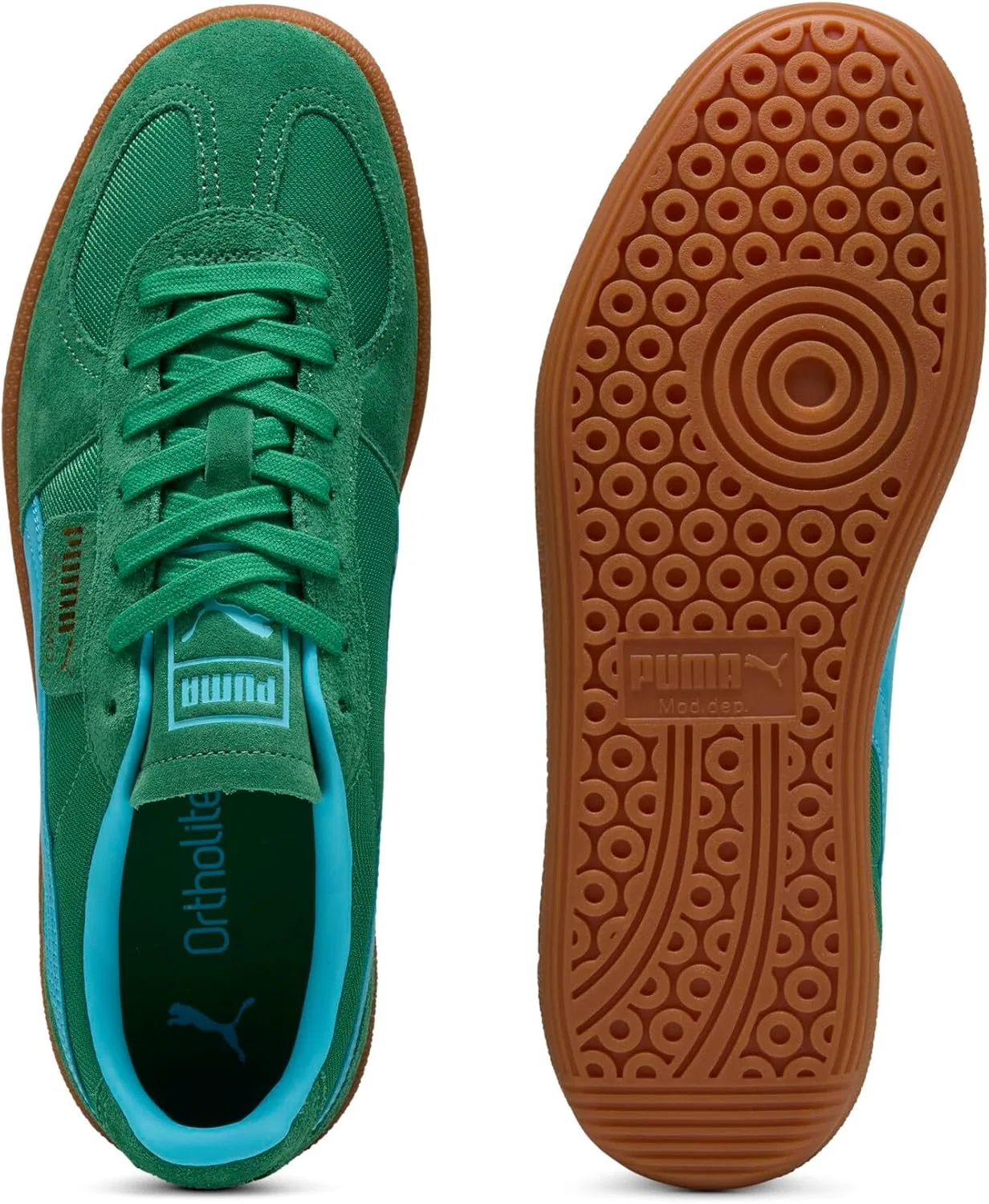 Мужские винтажные кроссовки Puma Palermo, 25 Farben Für Frühling Und Sommer Archivgrün Helles Aqua 01 — фото 4