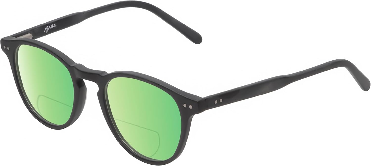 

Поляризованные бифокальные солнцезащитные очки Mata для чтения, мужские и женские, с бифокальными линзами, защитой от УФ-излучения, для спорта и вождения, тонированные Reptile, Matte Black/Polarized Green Mirror