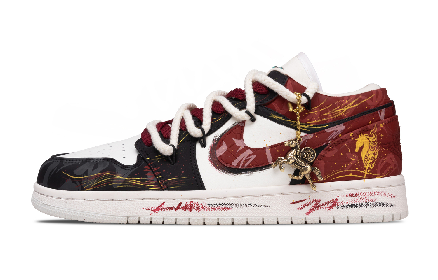 

Jordan Мужские баскетбольные кроссовки Air 1 Prosperity Now с износостойким низким верхом, винтажные, черный, золотые, красные