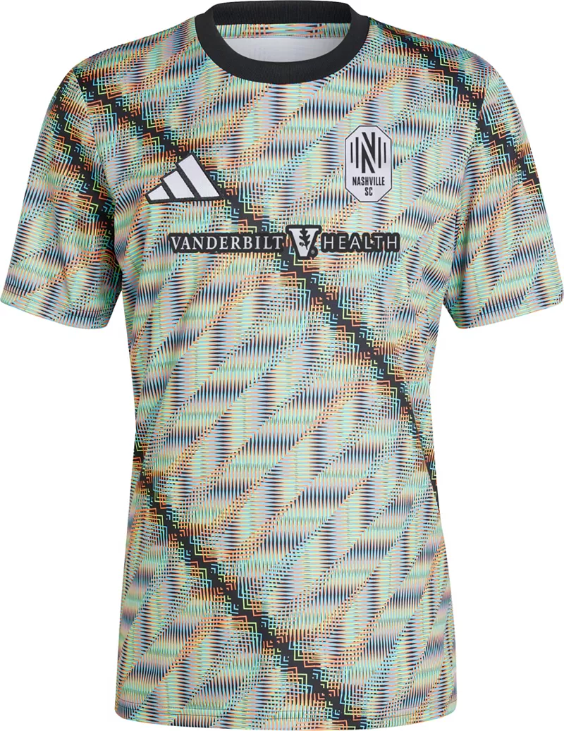 

Многоцветная предматчевая футболка Adidas Adult Nashville SC 2024 Hispanic Heritage Month