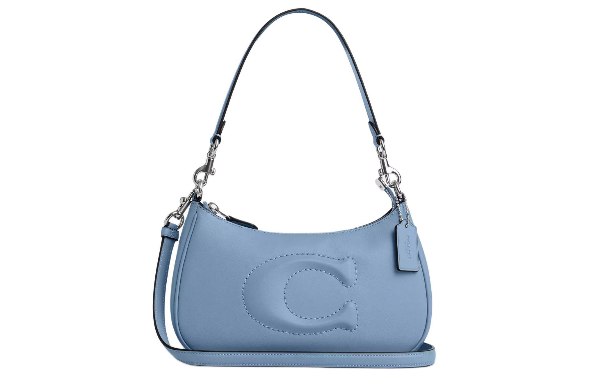 

Кожаная портативная сумка через плечо Teri, женская синяя COACH