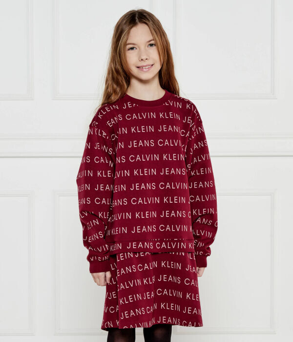 

Платье детское Calvin Klein Jeans хлопковое с принтом, бургундия