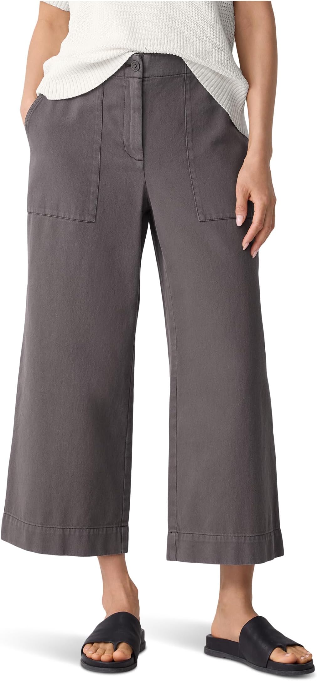 

Брюки Eileen Fisher Garment Dyed Utility Cotton Wide Cropped Pant, Rye
