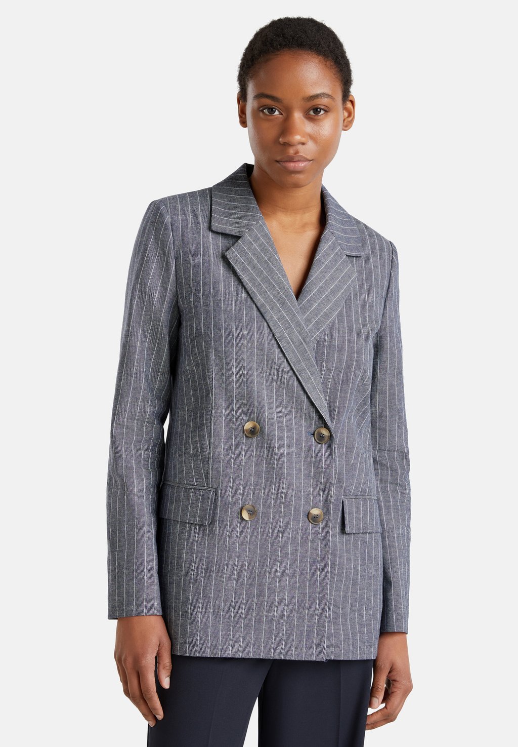 

Блейзер DOUBLE-BREASTED PINSTRIPE United Colors of Benetton, светло-серый