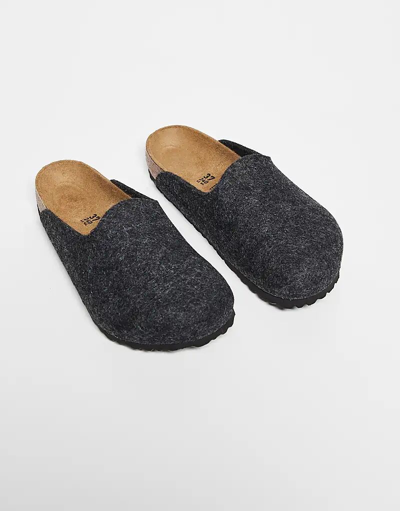 Тапочки Birkenstock унисекс Amsterdam Homeshoes антрацитового цвета — фото 3