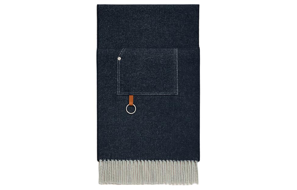 

HERMES Вязаный шарф женский синий, Blue