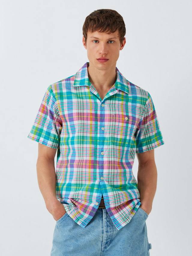 

Хлопковая рубашка Quincy Regular Fit в клетку Madras Dubbleware, Green/Pink