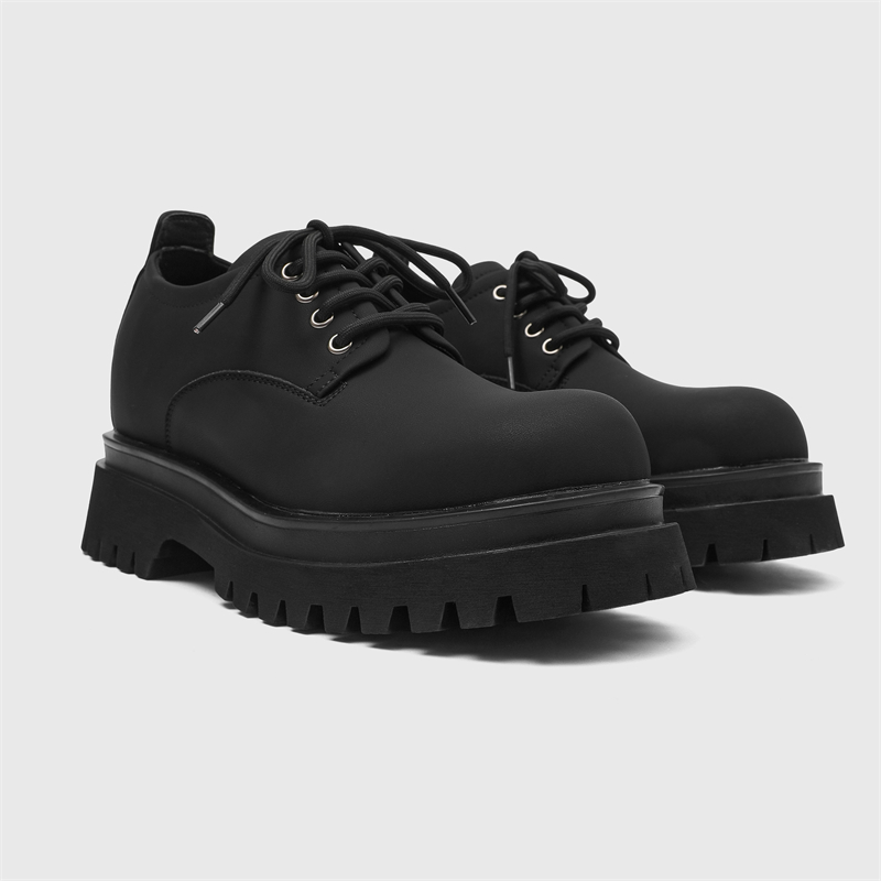 JETRAM Мужские повседневные туфли черные с внутренней платформой 7 см, цвет Black Hidden Wedge — фото 4