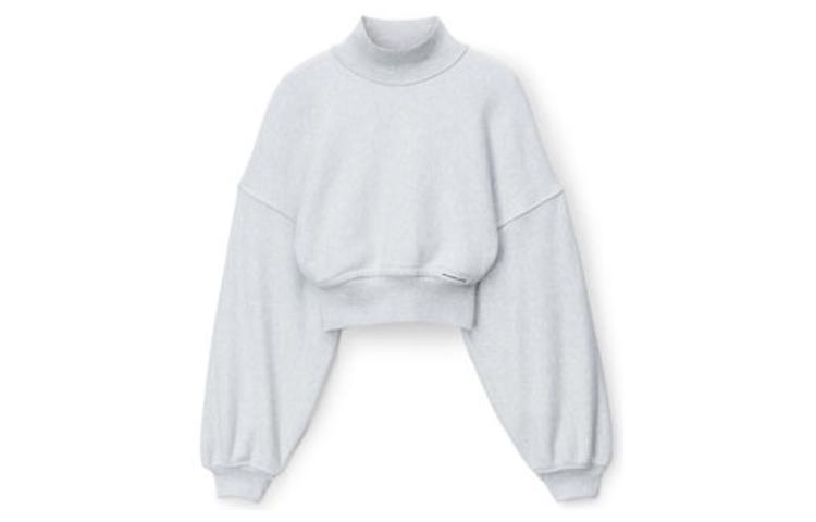 Футболка с высоким воротником укороченная Alexander Wang, серая — фото 2