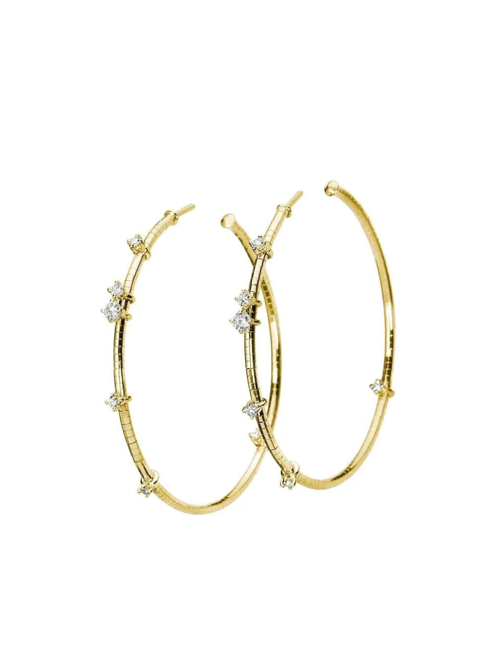 

18K yellow gold Rugiada diamonds hoop earrings Mattia Cielo, золотой