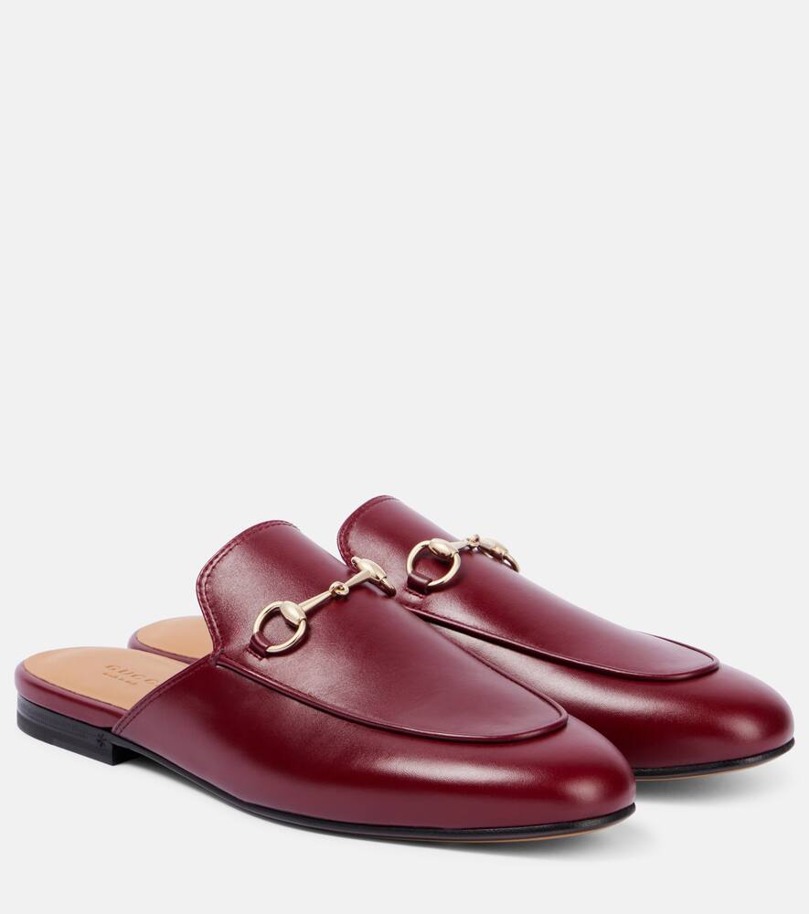 Princetown Horsebit кожаные мюли Gucci, Rosso Ancora