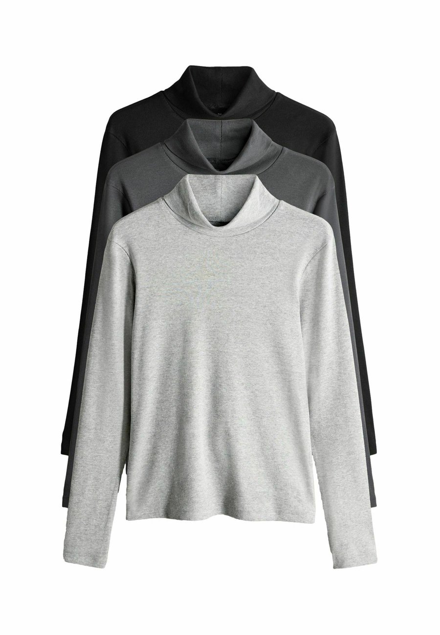 

Топ THE SET REGULAR FIT LONG SLEEVE RIBBED ROLL , Black Charcoal Grey/Black