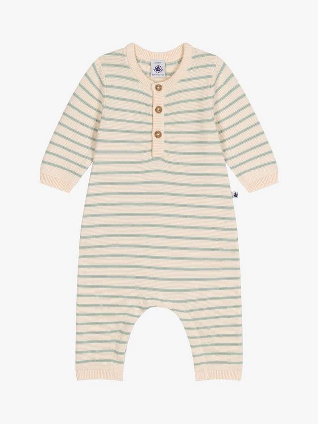 

Детский вязаный комбинезон в полоску Petit Bateau, цвет Avalanche/Herbier