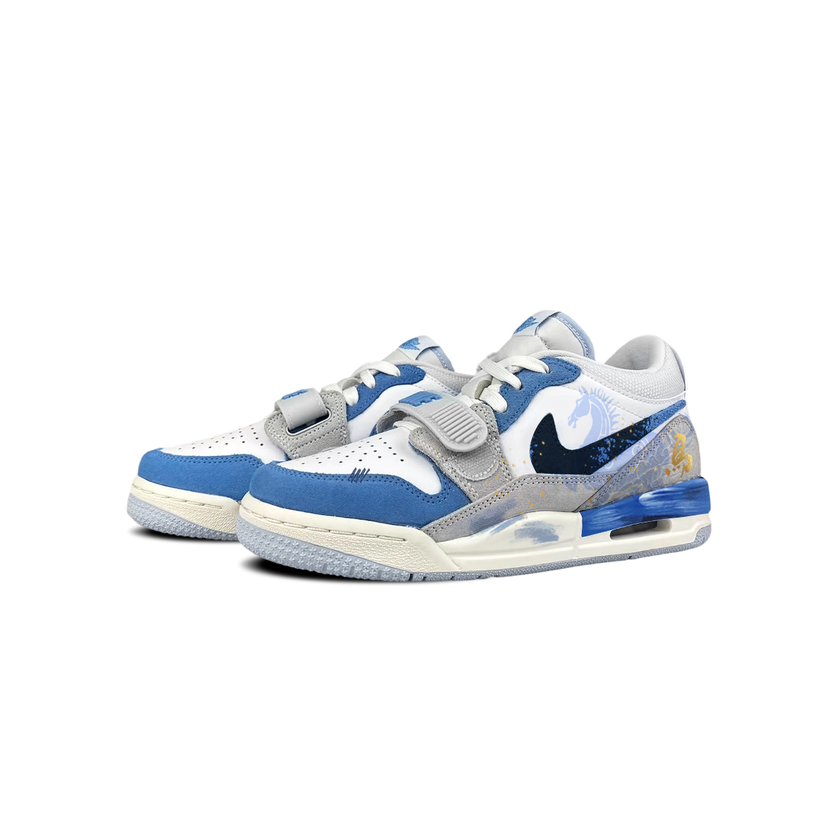 Jordan Легкие Legacy 312 устойчивые к истиранию низкие баскетбольные кроссовки Unisex White Blue — фото 4