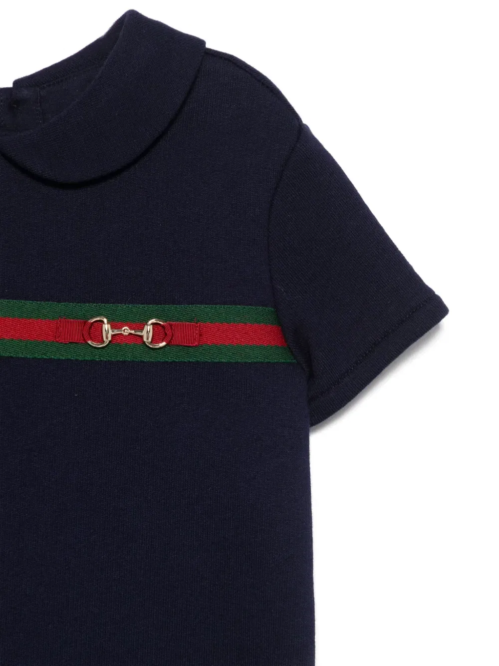 Хлопковое платье с детальным описанием в интернете Gucci Kids, синий — фото 3