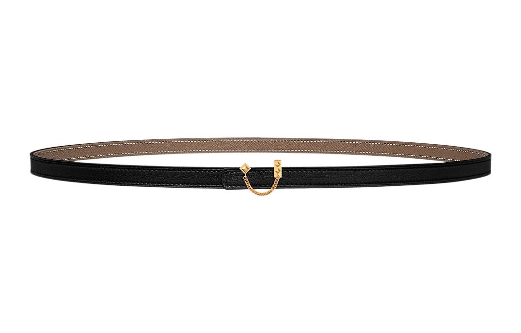 

HERMES Ремень из кожи крокодила женский черный 1,3 см, Black
