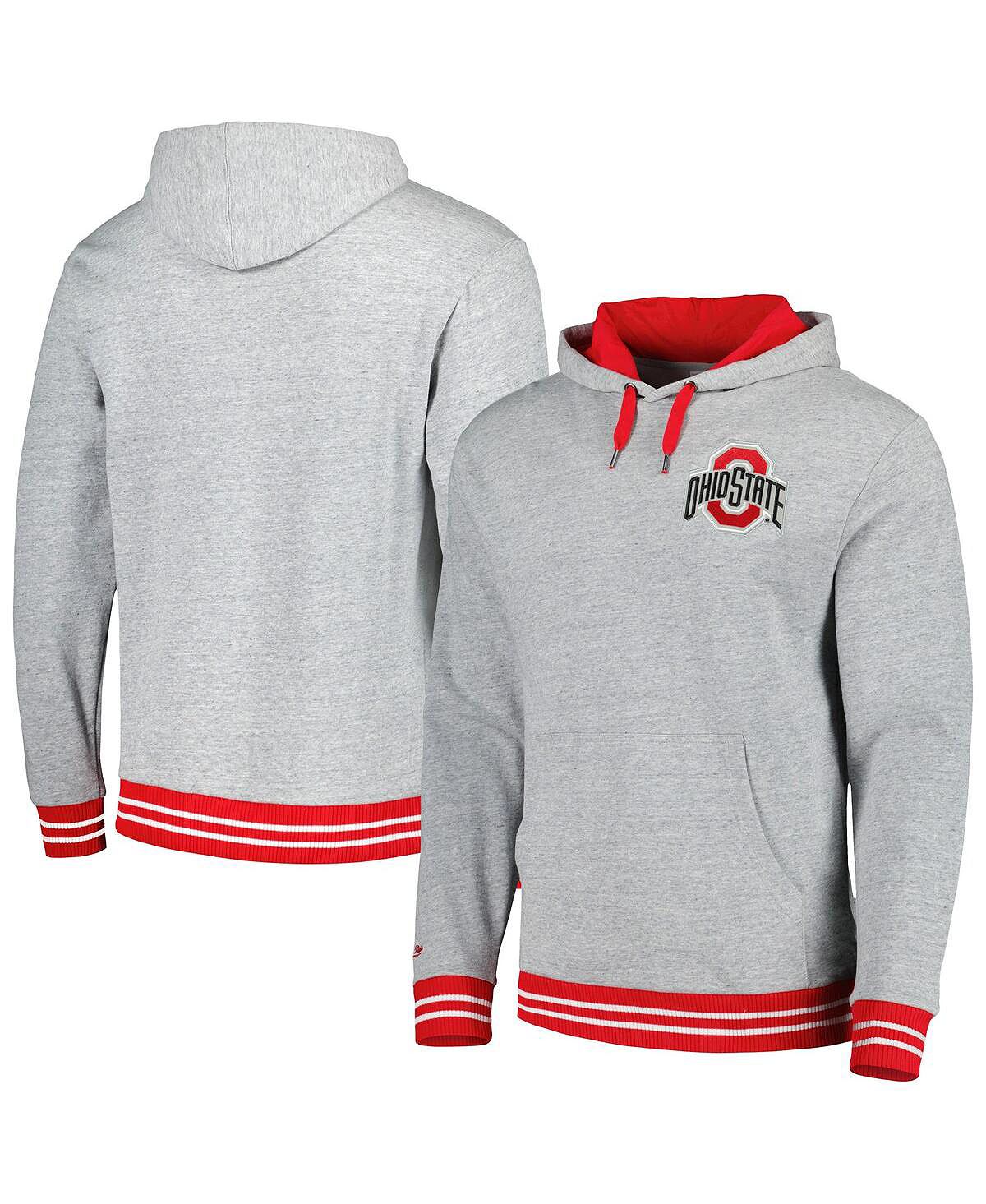 

Мужской пуловер с капюшоном Heather Grey Ohio State Buckeyes Mitchell & Ness