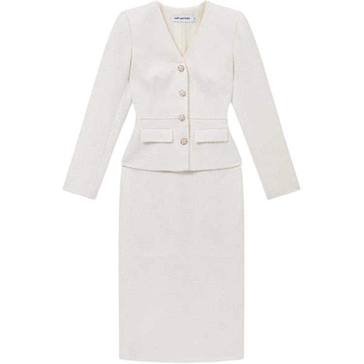 

Self-portrait Женское платье с длинным рукавом цвета слоновой кости Self portrait