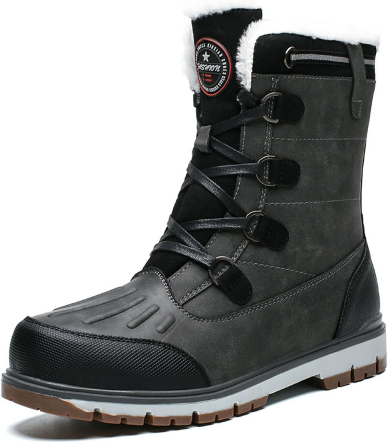 

Зимние снежные ботинки MACEFIL для мужчин и женщин с теплой меховой подкладкой, водонепроницаемые, противоскользящие, для улицы, работы, походов и прогулок, серый