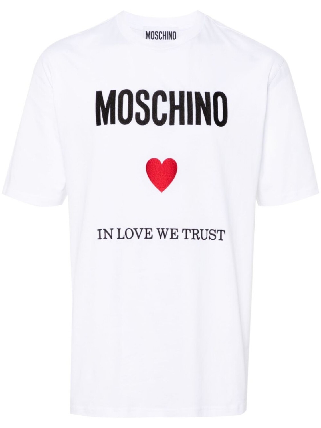 

Moschino футболка с вышитым логотипом, белый