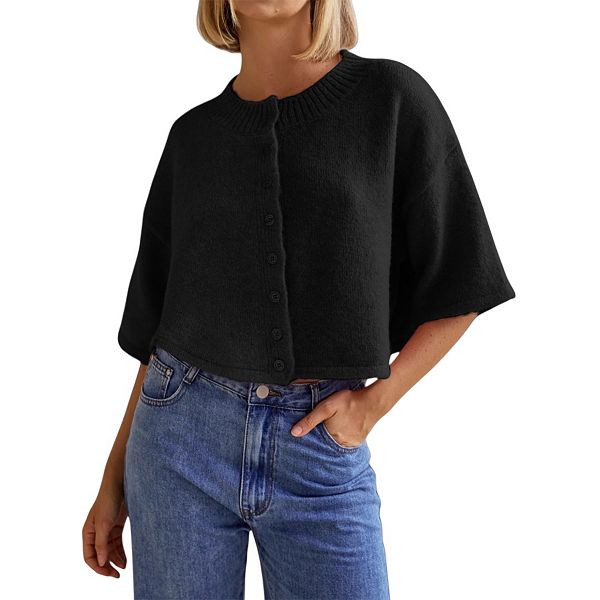 

Женский кардиган легкий укороченный на пуговицах Yesfashion, Black