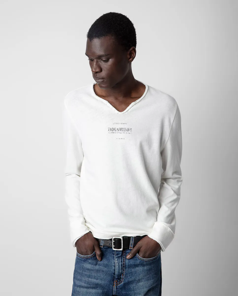 

Monastir мужская хлопковая футболка с длинными рукавами Zadig & Voltaire, белый