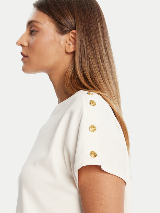 Футболка regular fit Gold Button WW0WW47455 Tommy Hilfiger, экрю — фото 4