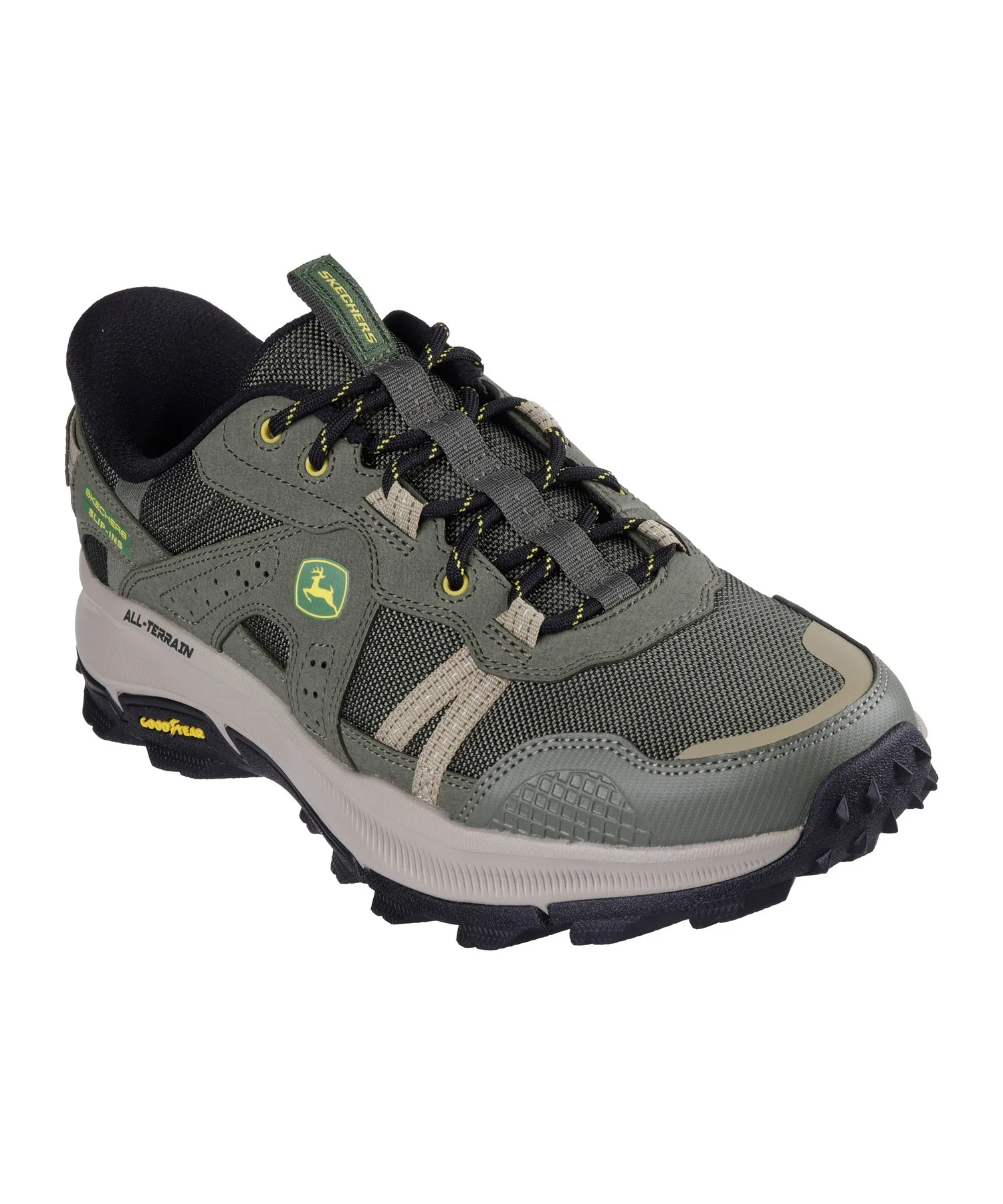 Мужские кроссовки из натуральной кожи и сетки SKECHERS Hands Free Slip-ins EQUALIZER 5.0 TRAIL - HARVESTER зелёные
