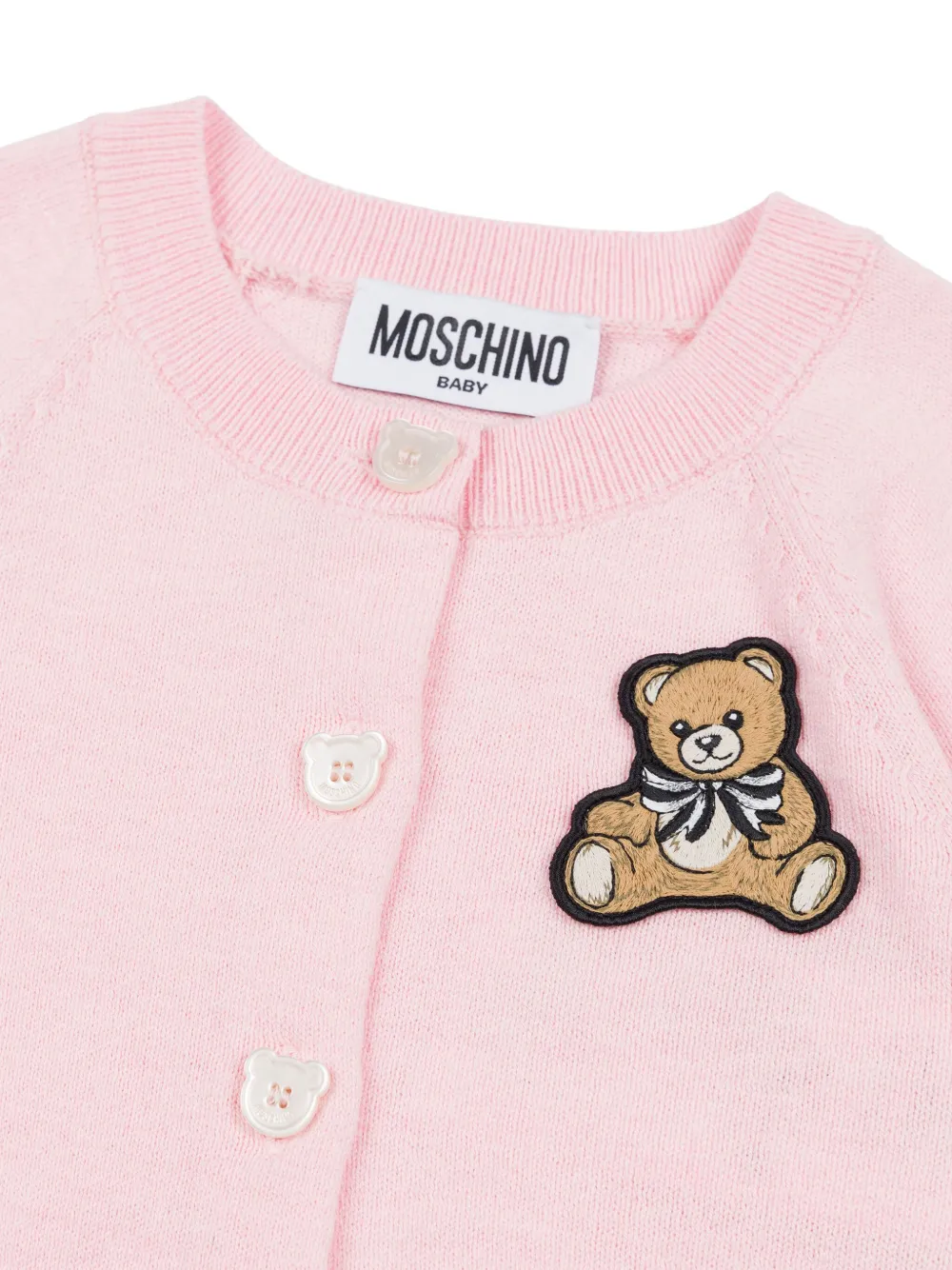 Кардиган с вышивкой Moschino Kids, розовый — фото 3