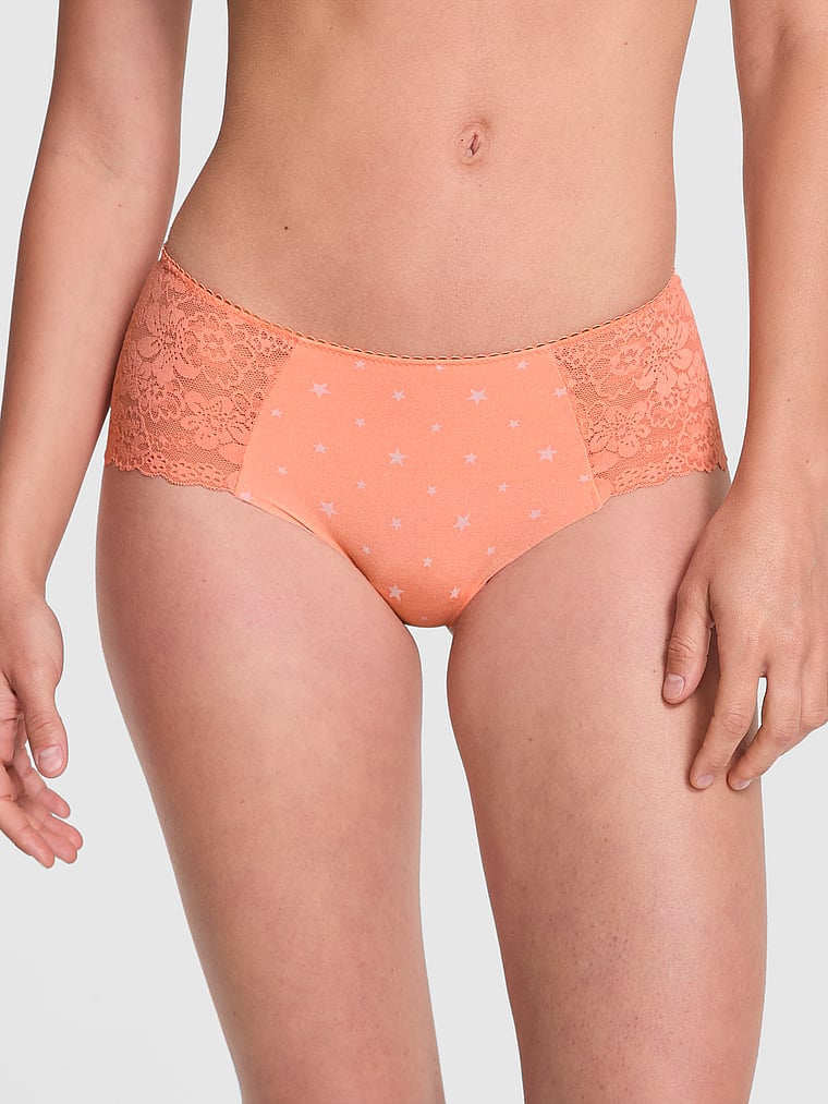 

Непоказные нахальные трусики Pink, lace-trim orange hills star print