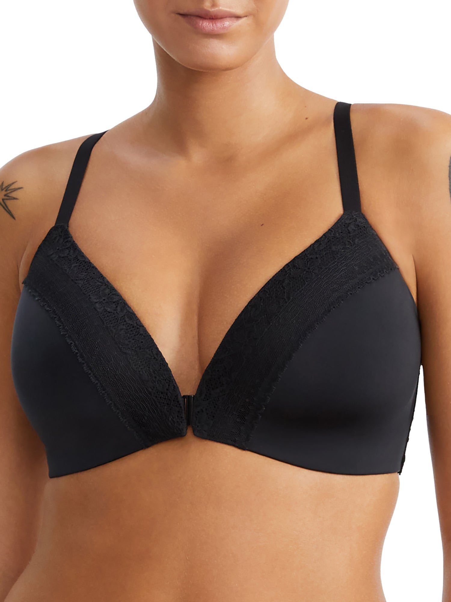 

Бюстгальтер Bare Women's The Wire-Free Front Close Bra с кружевом, черный