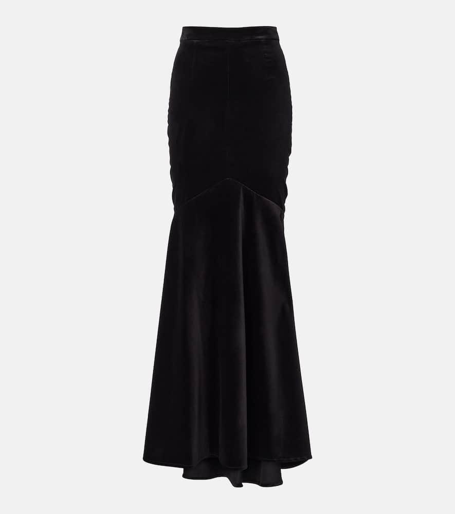 

Хлопковая бархатная макси-юбка Patou, Black