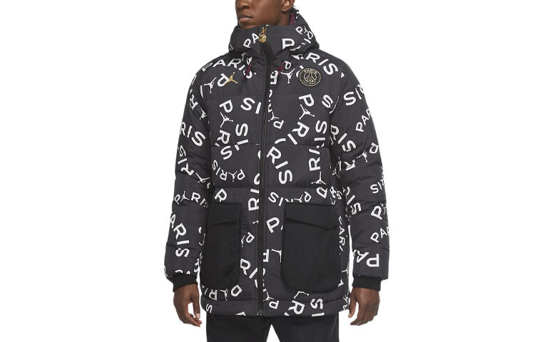 

X PSG Paris Saint Germain Down AOP Parka Куртка Jordan, черный