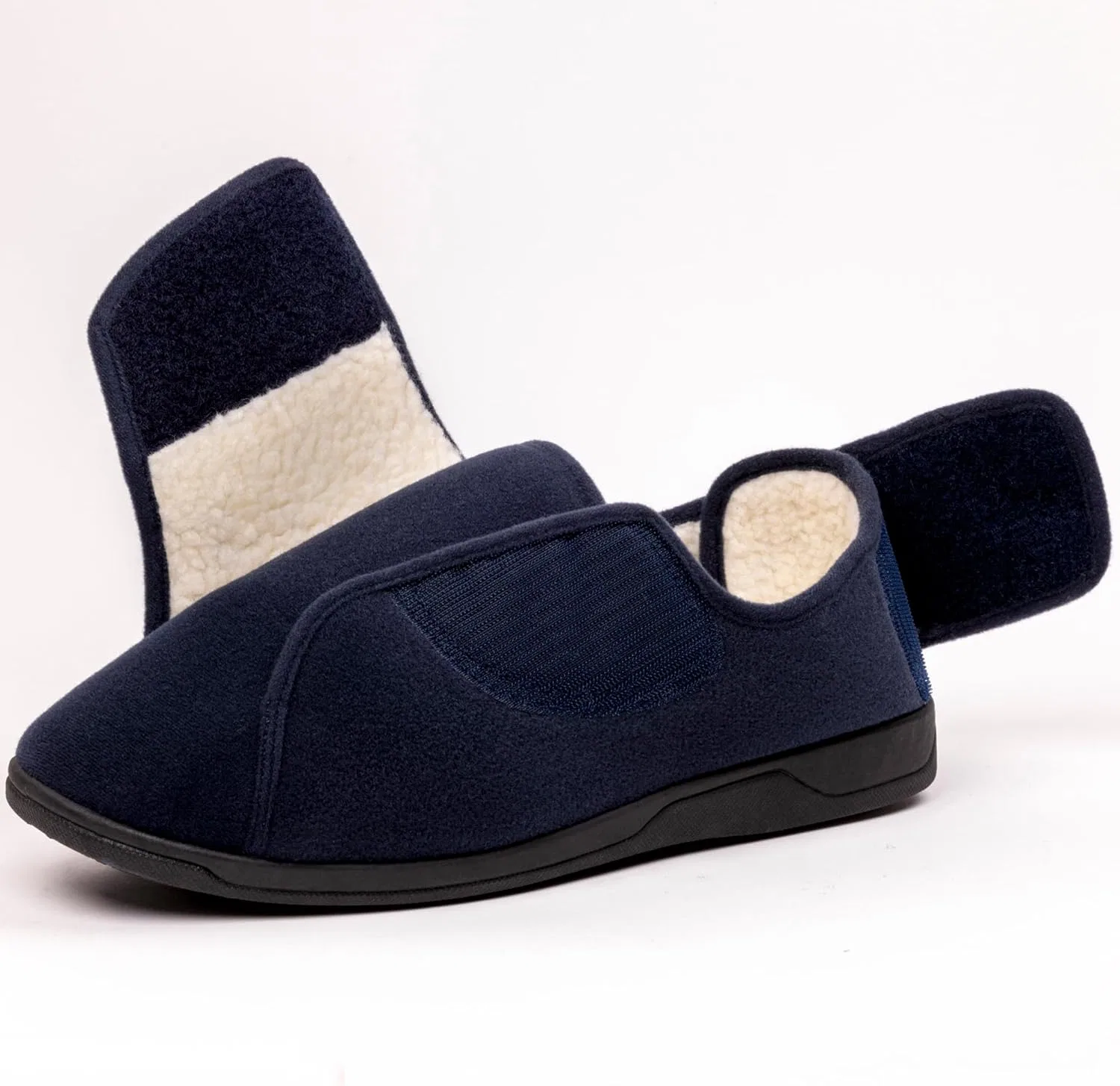 Тапочки с пеной памяти, с регулируемой застежкой, Navy Blue/White EUROPEAN SOFTEST — фото 4