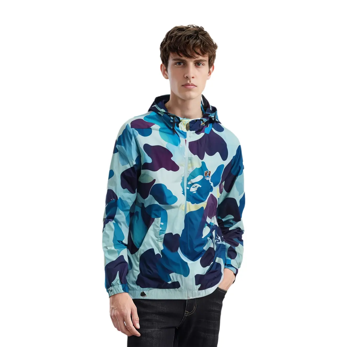 Куртка легкая Bape X Bored Ape Yacht Club A BATHING APE, синяя — фото 4