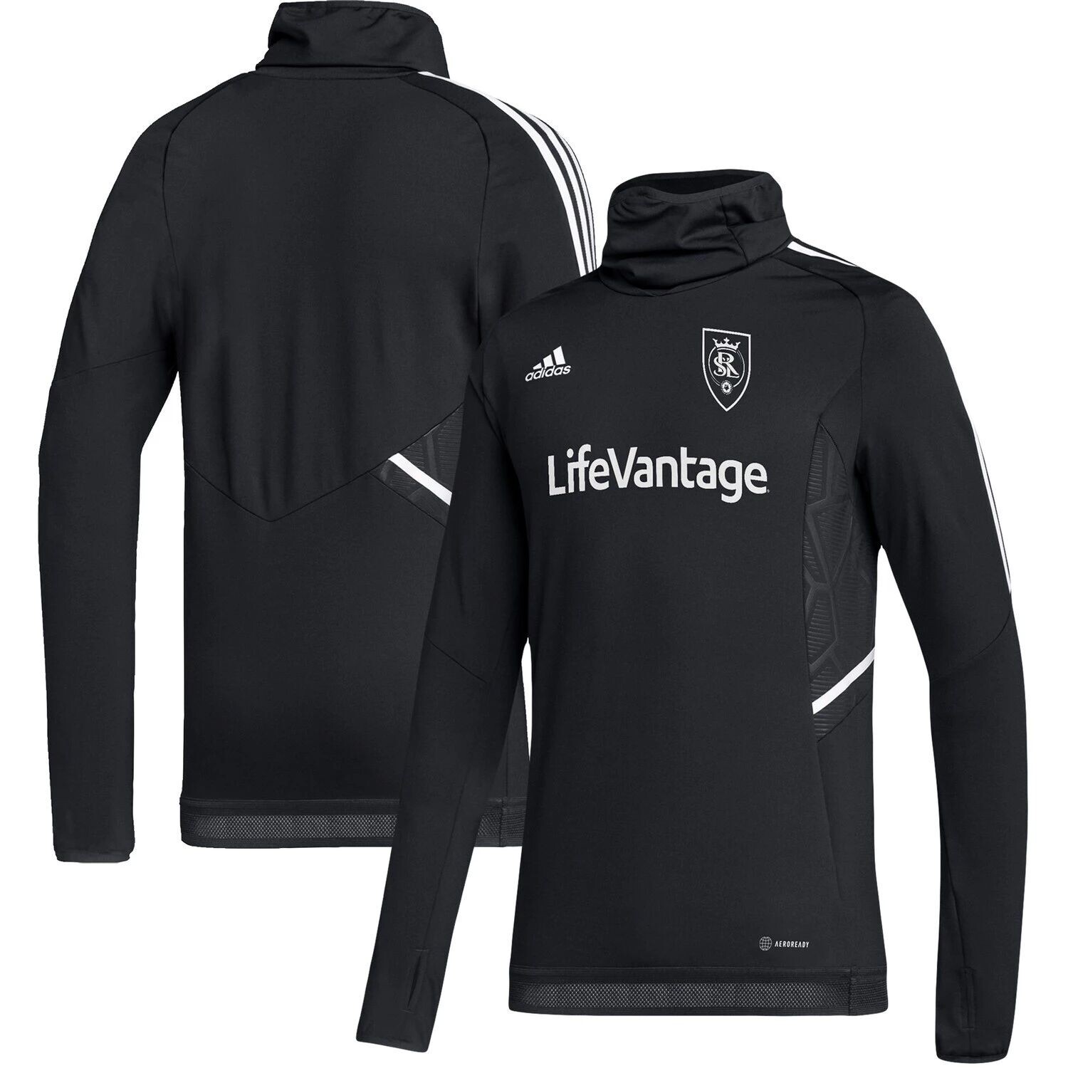 

Мужской черный/серый теплый топ реглан AEROREADY Real Salt Lake adidas