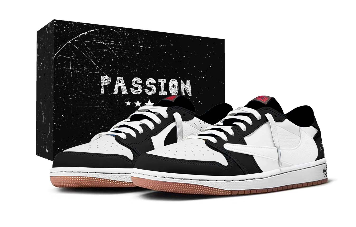 

Кроссовки Travis Scott x Air 1 Starry Wish Hook Box, износостойкие, низкие, винтажные, баскетбольные, унисекс Jordan, черный