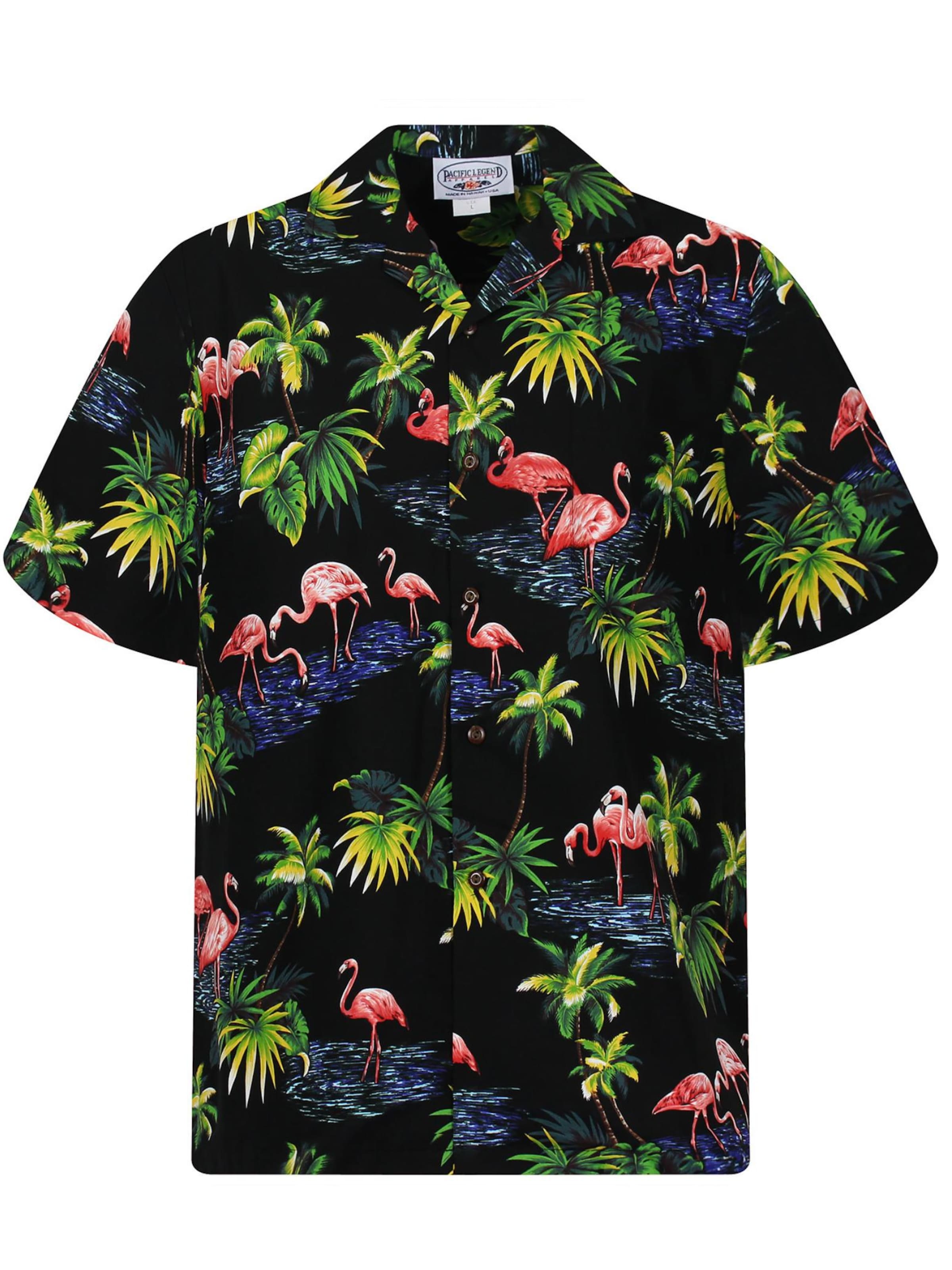 

Pacific Legend Рубашка на пуговицах 'Flamingo' Regular fit в черном цвете